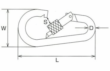 水本機械 ステンレス ナス型カラビナ(環なし) 製品図面