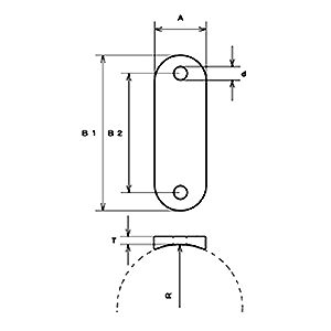 水本機械 ステンレス パッドアイ用裏板 (曲面用)(PDB-R) 製品図面