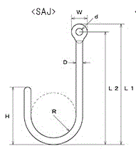 水本機械 ステンレス Sフック (フックタイプ)(SAJ) 製品図面