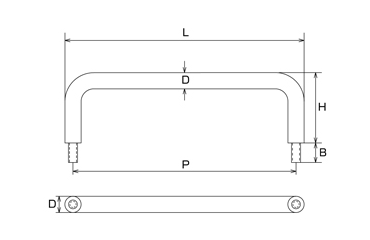 水本機械 ステンレス 引き取手B型(おねじ) TOB 製品図面