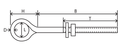 水本機械 ステンレス ウルトラロングアイボルト(インチ・ウイット) 製品図面