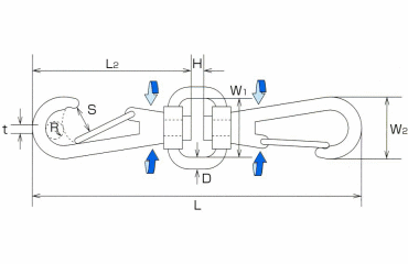 水本機械 ステンレス スイベルダブルフック 製品図面