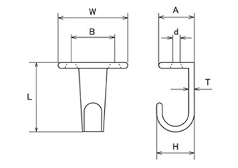 水本機械 ステンレス シートフックJ型 (YFJ) 製品図面