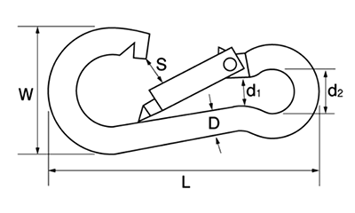 水本機械 アルミ スナップフック(ALB) 製品図面