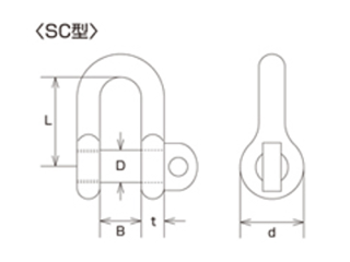 水本機械 ステンレス SUS316 JIS型シャックル(SC) 製品図面
