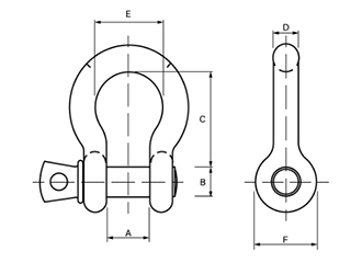 鋼 クロスビー スクリューピン・バウタイプシャックル (G209) 製品図面