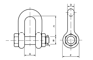 鋼 クロスビー スクリューピン・ストレートタイプシャックル (G210) 製品図面