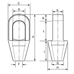 鋼 クロスビー クローズソケット (G417)(ワイヤロープの端末加工金具) 製品図面