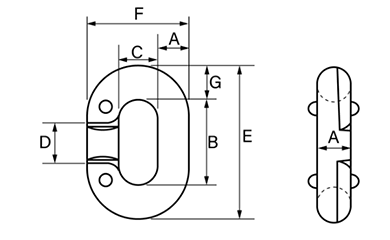 鋼 クロスビー コネクティングリング (G335)(チェーンの連結金具) 製品図面