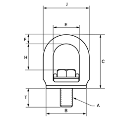 鋼 クロスビー スライドロック (SL-150)(360度回転型 アイボルト) 製品図面