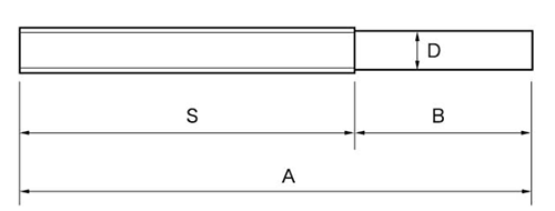 鉄 ターンバックル用 ストレート型ボルトのみ(右ねじ)(インチ・ウイット)(ダイロック品) 製品図面