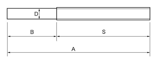 鉄 ターンバックル用 ストレート型ボルトのみ(左ねじ)(インチ・ウイット)(ダイロック品) 製品図面