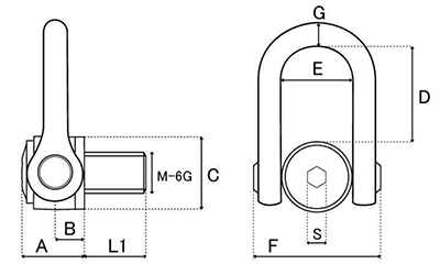 鋼 ダブルスイベルシャックル 極東技研工業 (DSS-UP) 製品図面