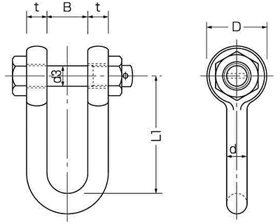 鉄 軽量シャックルナットタイプ RSストレート型 (コンドーテック品) 製品図面