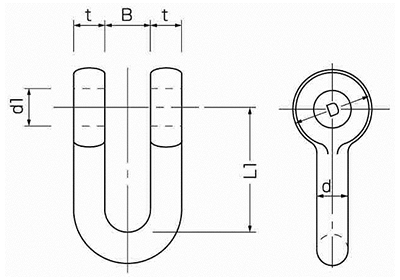 鉄 超強力シャックルナットタイプ SBストレート型 (コンドーテック品) 製品図面