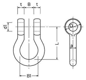 鉄 超強力シャックルナットタイプ BBバウ型 (コンドーテック品) 製品図面
