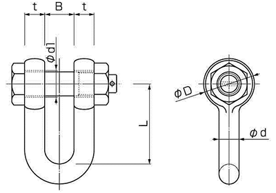 鉄 JIS規格シャックルナットタイプ SBストレート型 (コンドーテック品) 製品図面