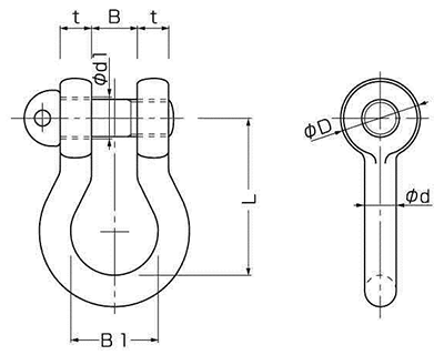 鉄 JIS規格シャックルねじ込タイプ BCバウ型 (コンドーテック品) 製品図面