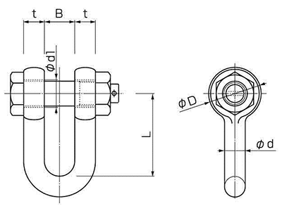 鉄 KONDO規格シャックルナットタイプ SBストレート型 (コンドーテック品) 製品図面
