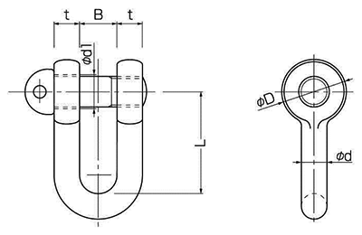 鉄 KONDO規格シャックルねじ込タイプ SCストレート型 (コンドーテック品) 製品図面