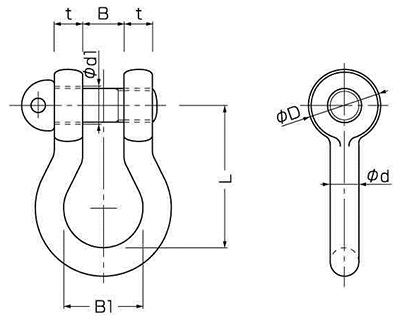 鉄 KONDO規格シャックルねじ込タイプ BCバウ型 (コンドーテック品) 製品図面