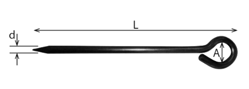 鉄 メガネi釘 (*印サイズ追加送料の場合あり) 製品図面