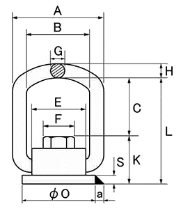 鋼 フレノ・リンクボルト (C型)(自在形アイボルト) 製品図面