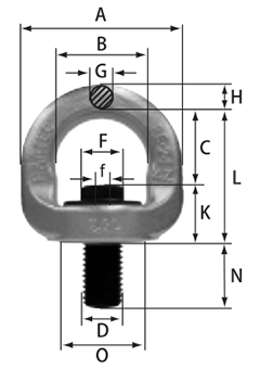 鋼 ロータリーアイボルトRE (自在形アイボルト) 製品図面