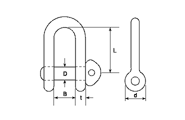 鉄 ナニワ規格シャックル (SC・つまみねじ込み型)(浪速鉄工) 製品図面