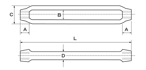 鉄 割り枠式ターンバックル 枠のみ(ミリネジ) 製品図面