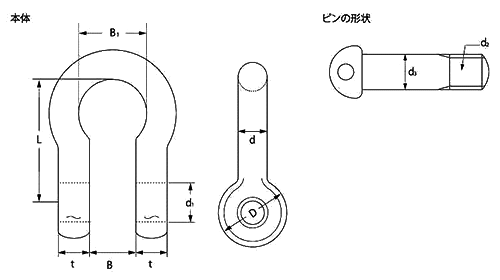 鉄 TAIYO シャックル BCバウ型 (大洋製器工業) 製品図面