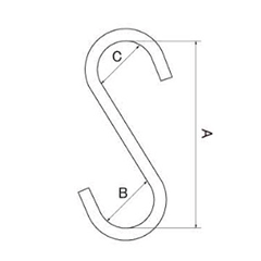 ニッサチェイン ステンレス Sフック (ロングタイプ)(SSH) 製品図面
