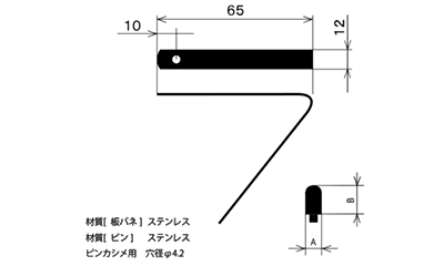 ステンレス ジョイントクリップ(W) ピン2本タイプ(昭和スプリング) 製品図面