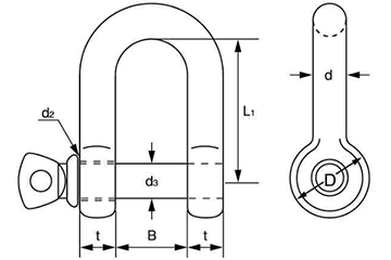 ステンレス TAIYO ネジ込みシャックル (ツバ付き)(大洋製器工業)(ミリネジ) 製品図面