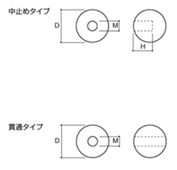 ステンレスSUS316 アーキテクチュアボール(ワイヤー端末・中止めタイプ/球状用)(AB-)(ふじわら) 製品図面