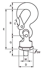鋼 パワーポイントスター (PP-S)(コブラフック/ベアリング入り全方向アイボルト) 製品図面