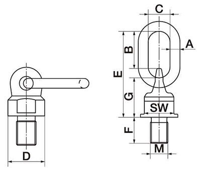 鋼 バリオリング VWBG型 マルチリング(回転式ホイスト用吊り金具) 製品図面