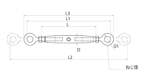 浅野金属工業 ステンレス パイプターンバックル S型(両オーフ/アイ)(AK)(ミリねじ) 製品図面