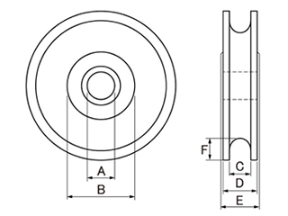 スリーエッチ 強力シーブ (ロープ滑車交換用)(Kタイプ/鋳鉄製) 製品図面