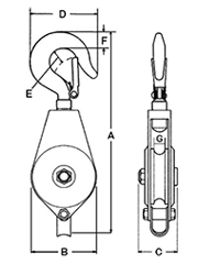 鉄 スリーエッチ シンプルブロック (ST)(ロープ滑車) 製品図面