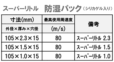 ノリタケ 切断砥石 スーパーリトル (防湿パック)(105×2.3) 製品規格