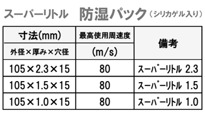 ノリタケ 切断砥石 スーパーリトル (防湿パック)(105×1.5) 製品規格