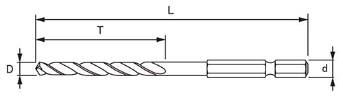 六角軸 鉄工用ドリル NO.20 (大西工業) 製品図面