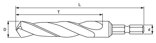六角軸 鉄工用ドリル NO.20E (大西工業) 製品図面