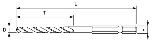 六角軸 ステンレス用ドリル NO.26 (大西工業) 製品図面