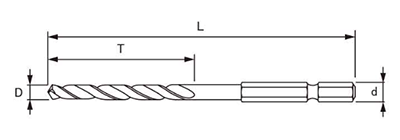 大西工業 磁器タイル用ドリル(No.30)(六角軸6.35mm) 製品図面