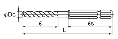不二越(NACHI) 六角軸 鉄工用ドリル HSSハイス鋼 (6SDP/パック入り) 製品図面