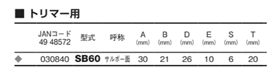 大見工業 (大日商) コーナービット(サルボー面)(SB) 製品規格