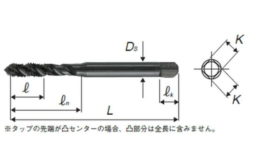 YAMAWA ステンレス鋼・スパイラルタップ(SU+SP)(～M6)(中低速加工用) 製品図面