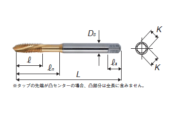 YAMAWA チタンコーティング・通り穴用スパイラルタップ(AU+SL) 製品図面